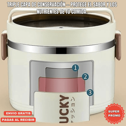 SUPER COMBO x3 PORTA COMIDAS TERMICOS + MALETA Y KIT TORTILLERO-CUBIERTOS ¡GRATIS!
