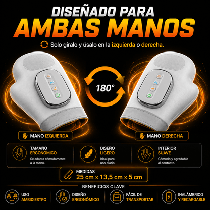 MASAJEADOR INALÁMBRICO PROFESIONAL 3 EN 1 PARA MANOS, DEDOS Y MUÑECAS