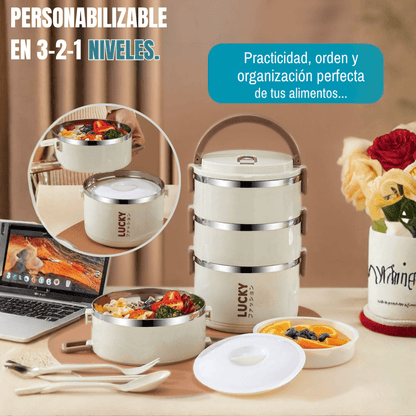 SUPER COMBO x3 PORTA COMIDAS TERMICOS + MALETA Y KIT TORTILLERO-CUBIERTOS ¡GRATIS!