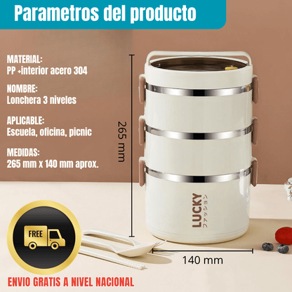 SUPER COMBO x3 PORTA COMIDAS TERMICOS + MALETA Y KIT TORTILLERO-CUBIERTOS ¡GRATIS!
