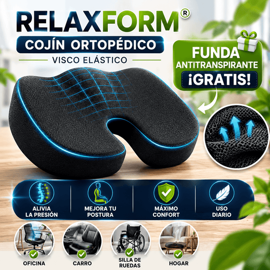 RELAXFORM®: COJÍN ORTOPEDICO VISCO ESLASTICO + FUNDA ANTITRANSPIRANTE ¡GRATIS!