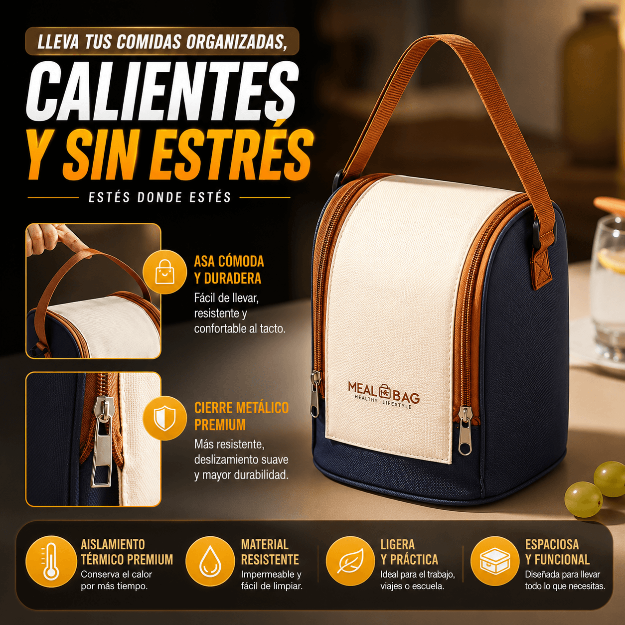 SUPER COMBO x3 PORTA COMIDAS TERMICOS + MALETA ISOTÉRMICA Y ¡OBSEQUIO!