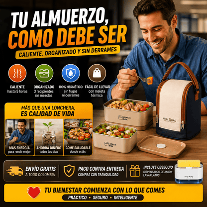 SUPER COMBO x3 PORTA COMIDAS TERMICOS + MALETA ISOTÉRMICA Y ¡OBSEQUIO!