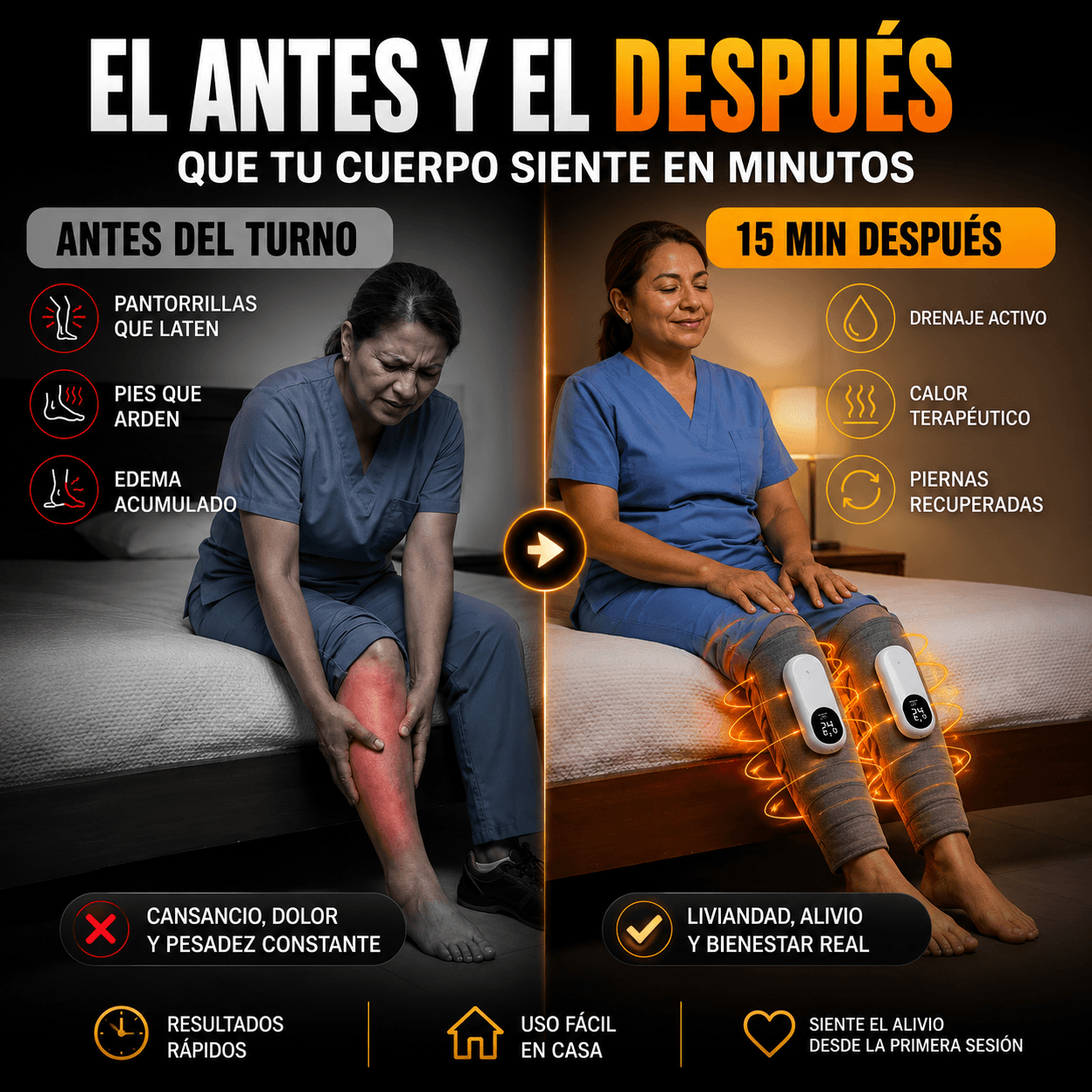 ALIVIOMAX | MASAJEADOR  PARA PIERNAS CANSADAS CON TECNOLOGÍA DE COMPRESIÓN, AIRE Y CALOR