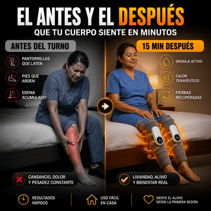 ALIVIOMAX | MASAJEADOR  PARA PIERNAS CANSADAS CON TECNOLOGÍA DE COMPRESIÓN, AIRE Y CALOR