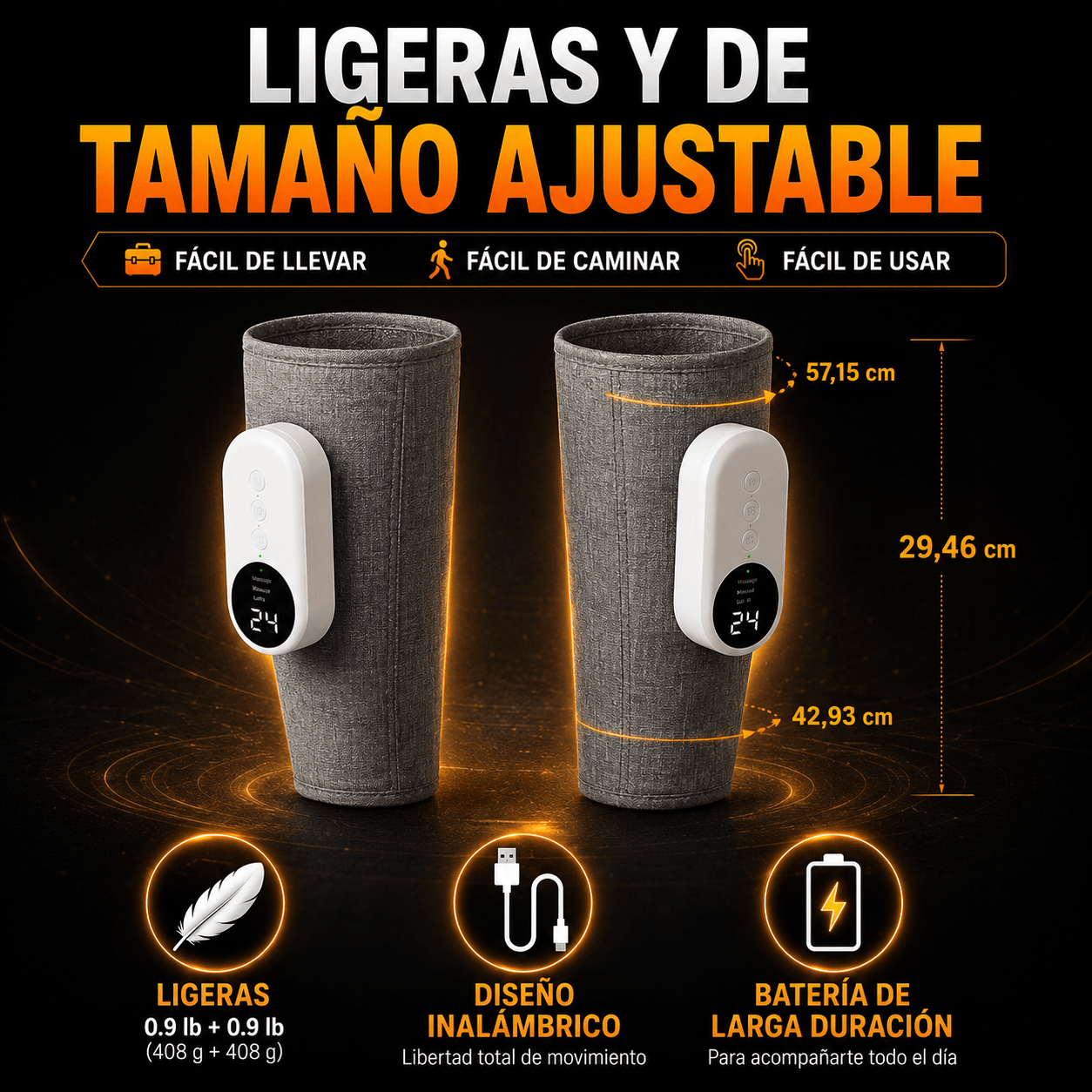 ALIVIOMAX | MASAJEADOR  PARA PIERNAS CANSADAS CON TECNOLOGÍA DE COMPRESIÓN, AIRE Y CALOR
