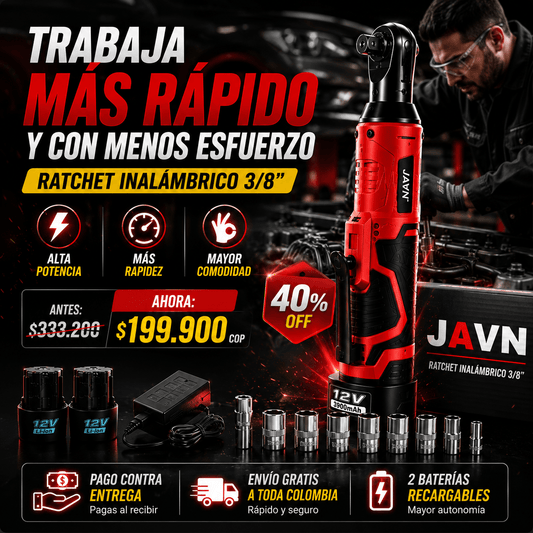 JAVN: RATCHET INALÁMBRICO  3/8" DE ALTA POTENCIA, RAPIDEZ Y COMODIDAD
