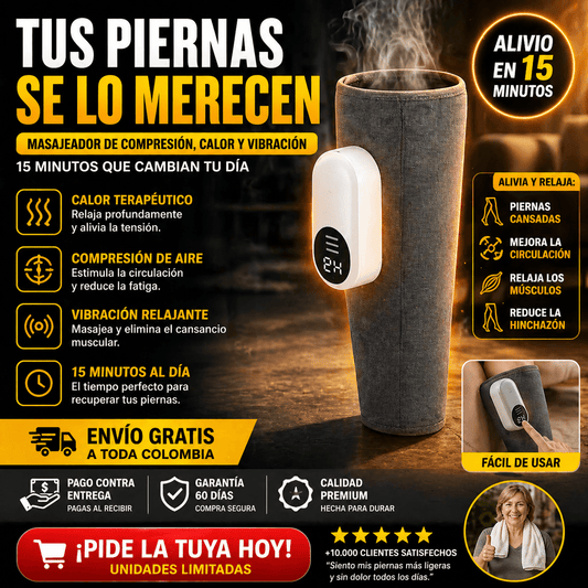 ALIVIOMAX | ALIVIO RÁPIDO PARA PIERNAS CANSADAS CON TECNOLOGÍA DE COMPRESIÓN, AIRE Y CALOR