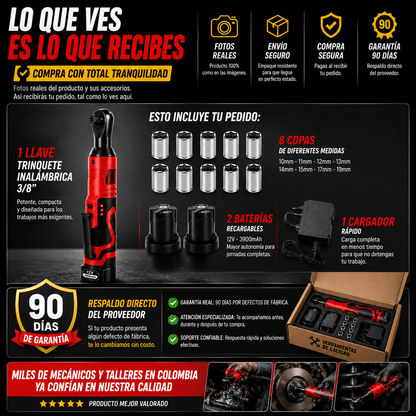 LLAVE TRINQUETE ELÉCTRICA + ALTA POTENCIA, RAPIDEZ Y COMODIDAD