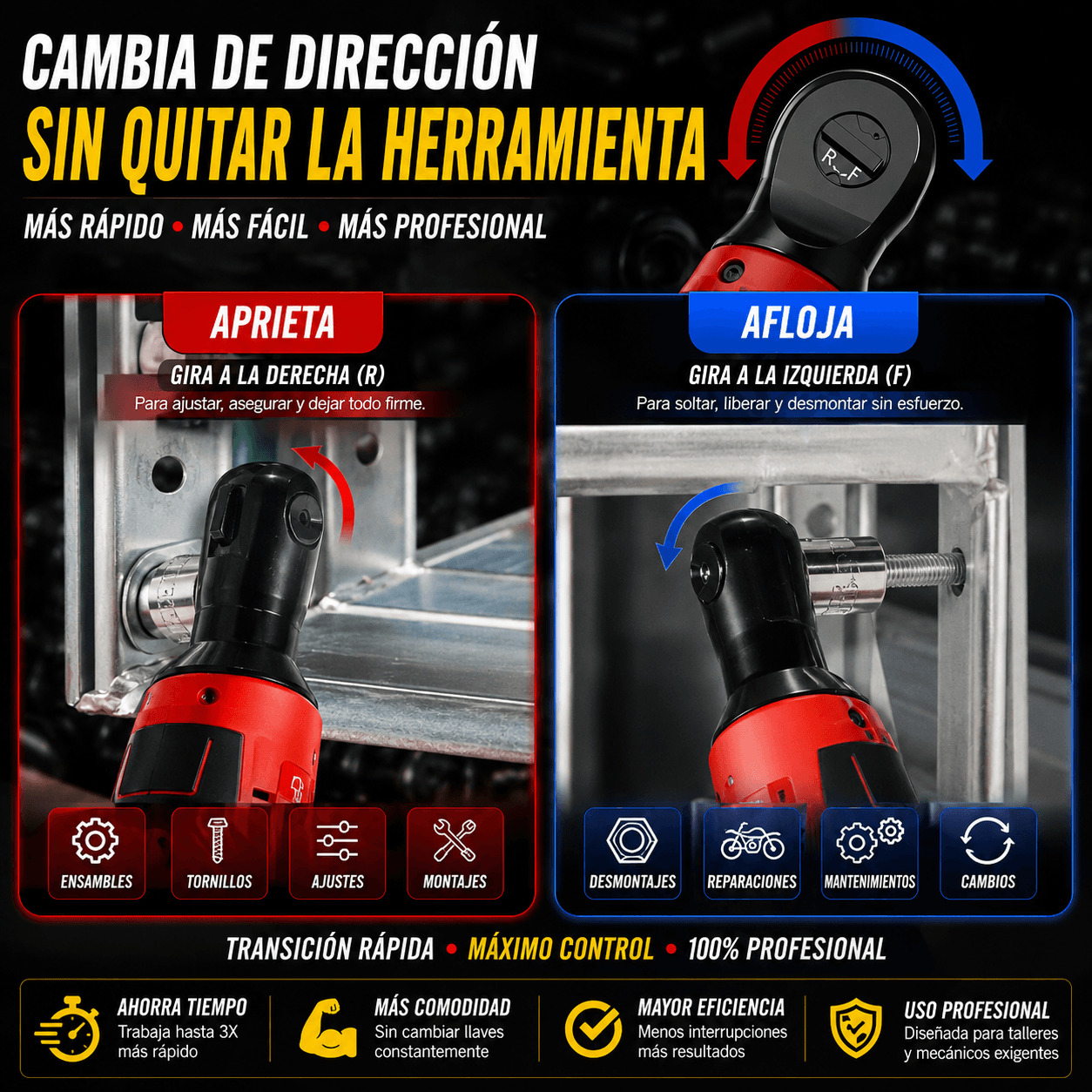 LLAVE TRINQUETE ELÉCTRICA + ALTA POTENCIA, RAPIDEZ Y COMODIDAD