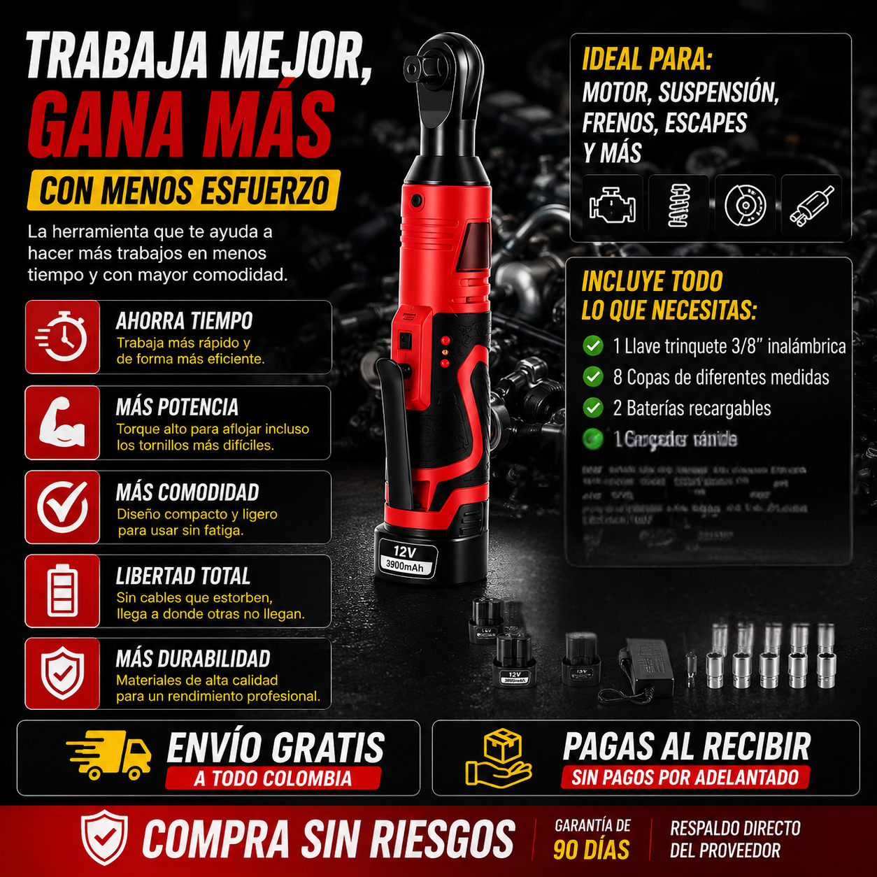 LLAVE TRINQUETE ELÉCTRICA + ALTA POTENCIA, RAPIDEZ Y COMODIDAD